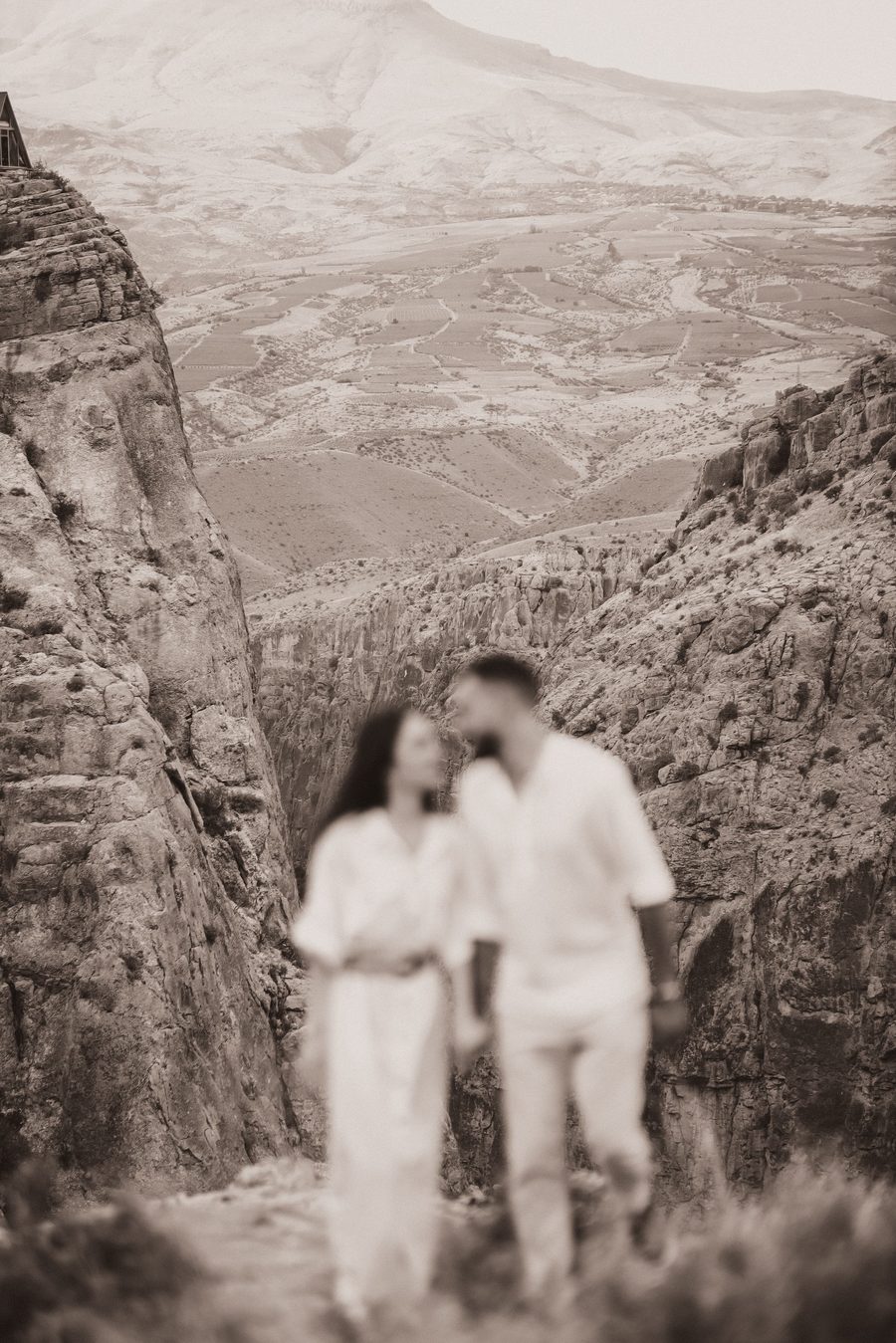 Mikayel and Alina on a mountain path